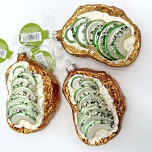 Avocado Toast Glass Ornament Ashland 4.5" Set of 3 Christmas Ornaments Food Cute